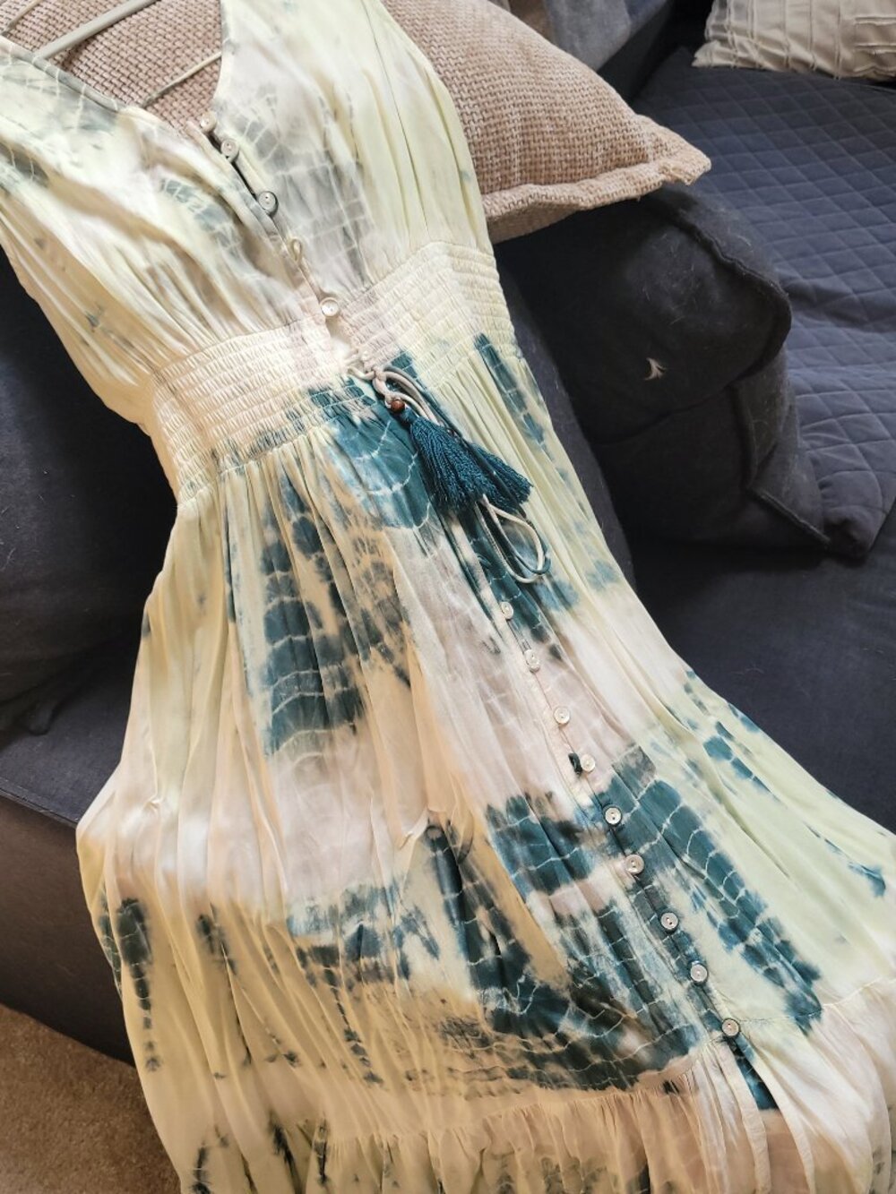 Paani Brand Green Tie Dye Flowy Dress